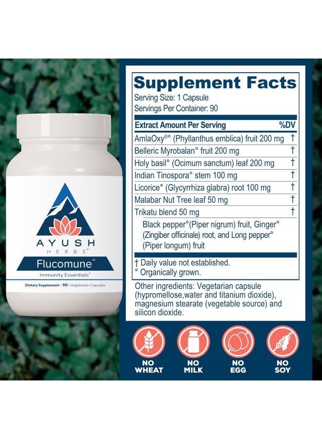 Ayush Herbs Flucomune - Immune Support Supplement, Sinus Support for Women & Men, Herbal Lung & Respiratory Balance for Adults - 90 Vegetarian Capsules (1 Count) - Image 3