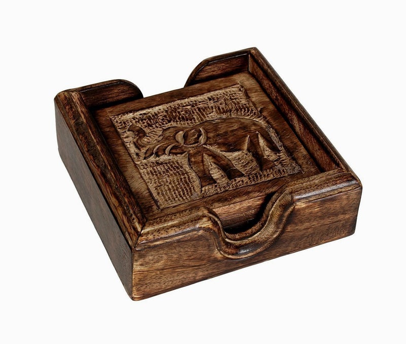 storeindya Coaster Set of 4 Handcrafted for Drinks & Dining. Handcrafted Elephant Design Tabletop for Home Decor. Kitchen Accessories. - Image 3