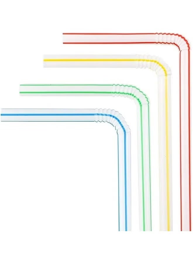 Green Tiger 50PCS Colorful Plastic Drinking Straws - Bendable Disposable Straws - Image 4