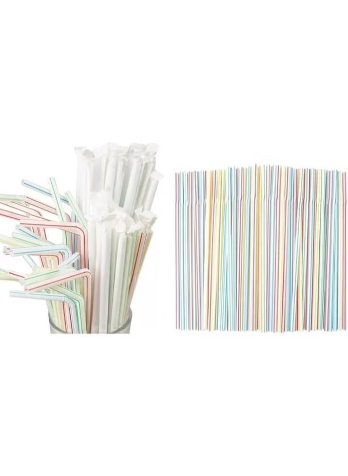 Green Tiger 50PCS Colorful Plastic Drinking Straws - Bendable Disposable Straws - Image 1