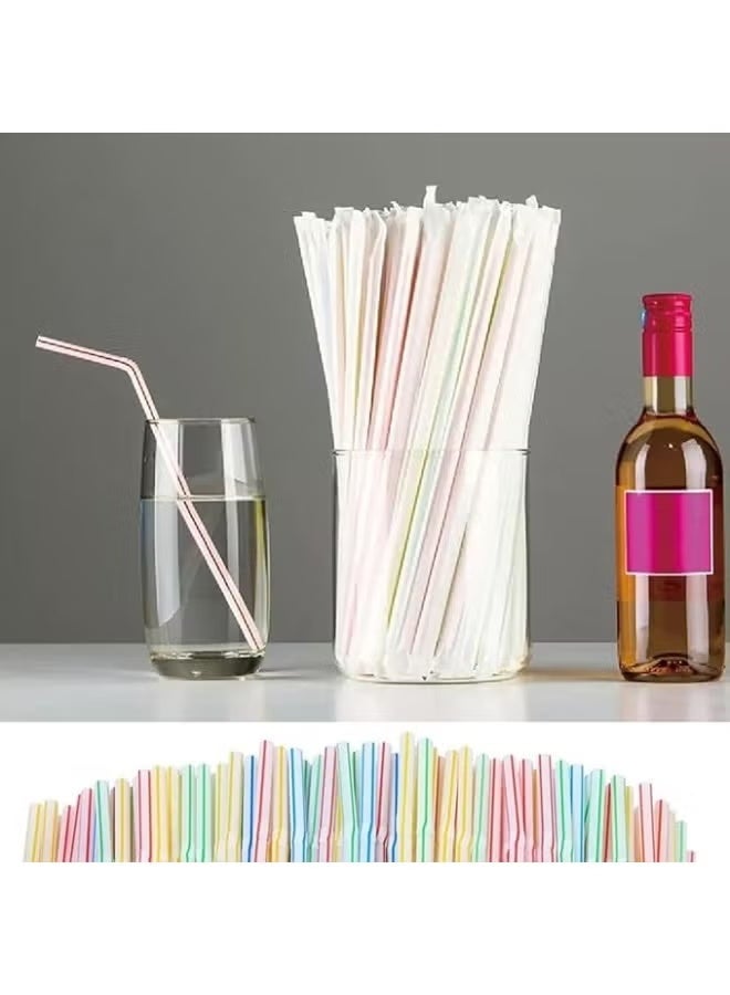 Green Tiger 50PCS Colorful Plastic Drinking Straws - Bendable Disposable Straws - Image 2