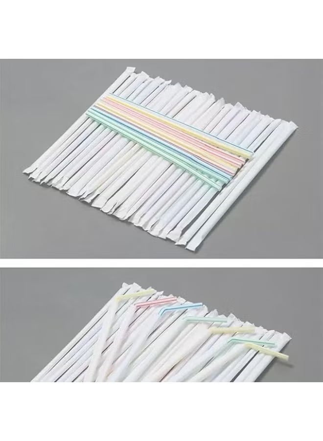 Green Tiger 50PCS Colorful Plastic Drinking Straws - Bendable Disposable Straws - Image 3