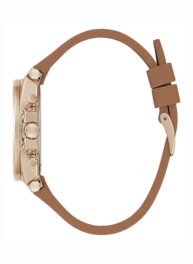GUESS P RS GLD CS W/ CRYS / SUN RS GLD MF DL / OAT MILK LOGO LTR / BRWN SILICONE STRP - Image 2