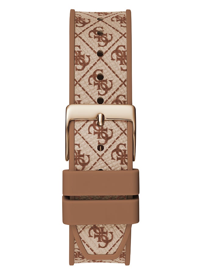 GUESS P RS GLD CS W/ CRYS / SUN RS GLD MF DL / OAT MILK LOGO LTR / BRWN SILICONE STRP - Image 3