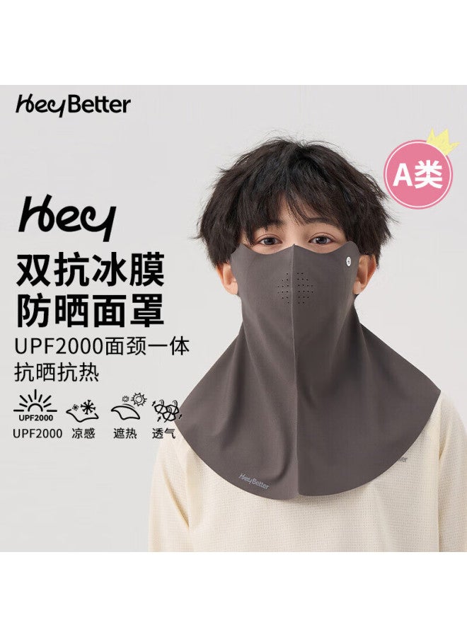 Heybetter Sunscreen Face Mask Women Breathable Mesh Outdoor Cycling Sun Protection Neck And Face Cover Sea Mist Gray L - Image 1