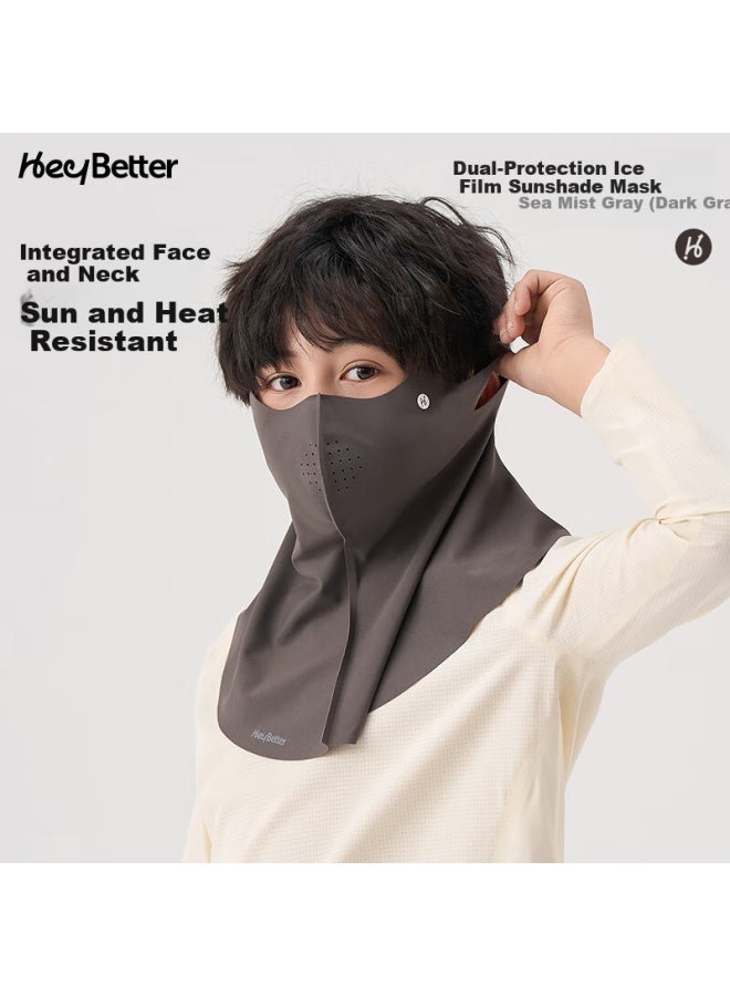 Heybetter Sunscreen Face Mask Women Breathable Mesh Outdoor Cycling Sun Protection Neck And Face Cover Sea Mist Gray L - Image 4