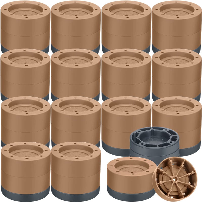 Treela Set of 16 Round Bed Risers Heavy Duty Furniture Risers Lifts Height 1.57 Inch 2.36 Inch for Desk Legs Bed Table for Chair Sofa Mattress(Brown) - Image 1