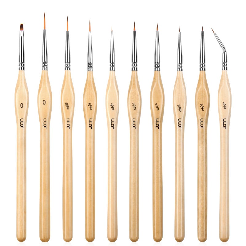 Detail Paint Brushes 10pcs Fine Paint BrushesMiniature Micro Paint Brushes for Miniature FigureModel PaintingFine DetailingOil Watercolor Figures Golden Maple Series