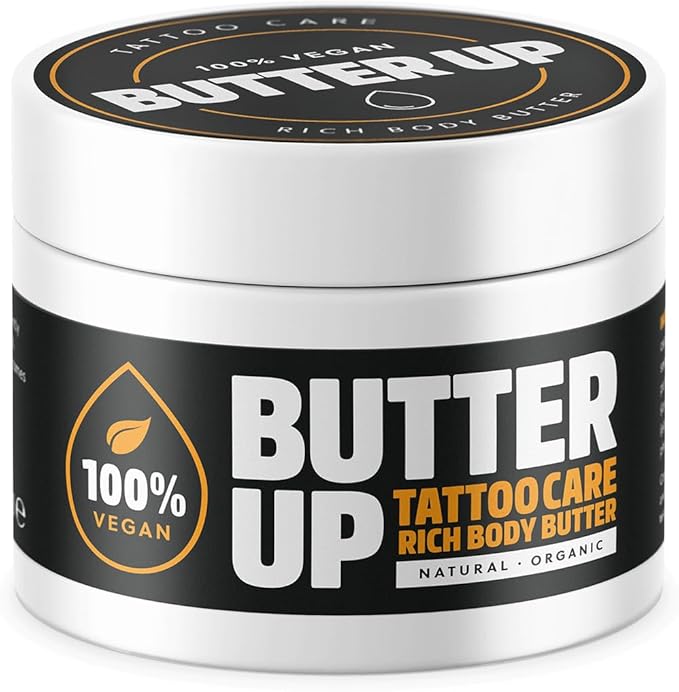 Butter Up Tattoo Aftercare Heals Brightens Tattoos Vegan Natural Organic Cruelty Free Rich Creamy Body Butter 100ml - Image 1