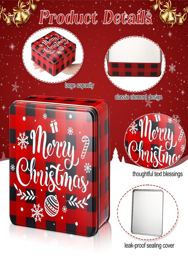 Tandefio 6 Pcs Christmas Cookie Tins with Lids, 6.3 inch Metal Cookie Tins Jar Storage Container Square Candy Storage Gift Giving Box Candy Boxes for Christmas Holiday Treat Cakes - Image 3