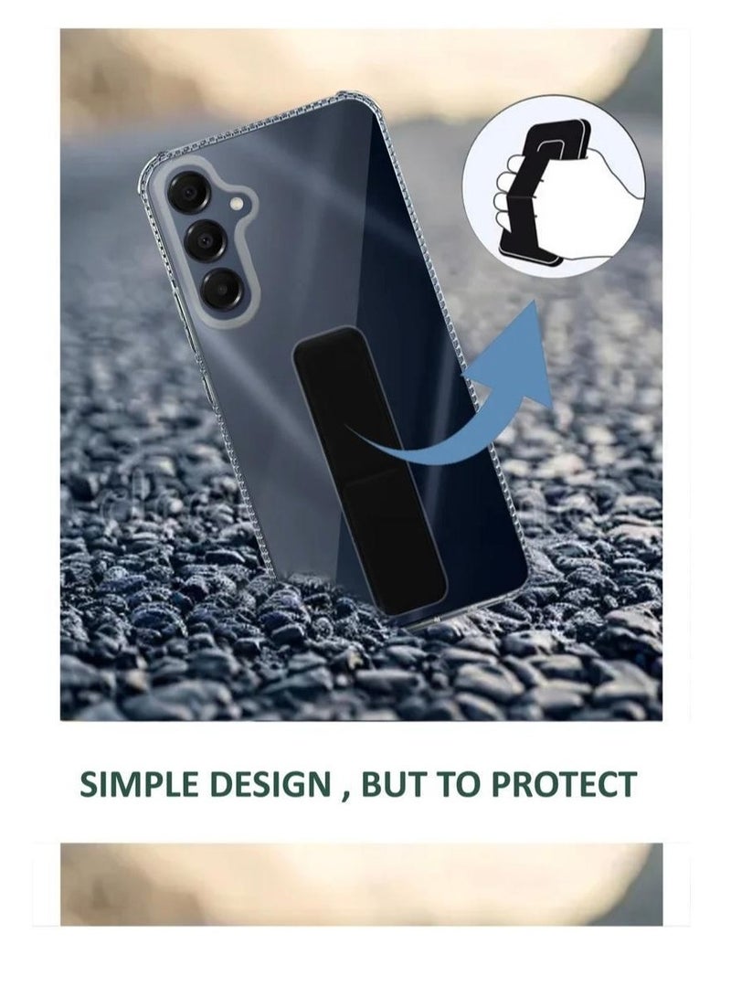 ARMOR Samsung Galaxy A16 Case Cover 3 in 1 Clear Black with Magnetic Hand Grip Protective Shell for Daily Use Outdoor Home Use - Image 2
