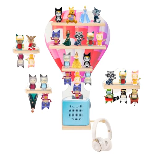 Taladad for Toniebox 2 and Toniebox 1 Tonie Shelf Wall Mounted Set of 4 (Balloons and 3 Cloud),Tonies Figures Tonies Storage,Magnetic Wooden Floating Shelves Compatible with Tonie box Player Character - Image 1