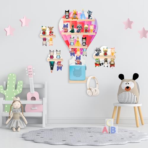 Taladad for Toniebox 2 and Toniebox 1 Tonie Shelf Wall Mounted Set of 4 (Balloons and 3 Cloud),Tonies Figures Tonies Storage,Magnetic Wooden Floating Shelves Compatible with Tonie box Player Character - Image 3