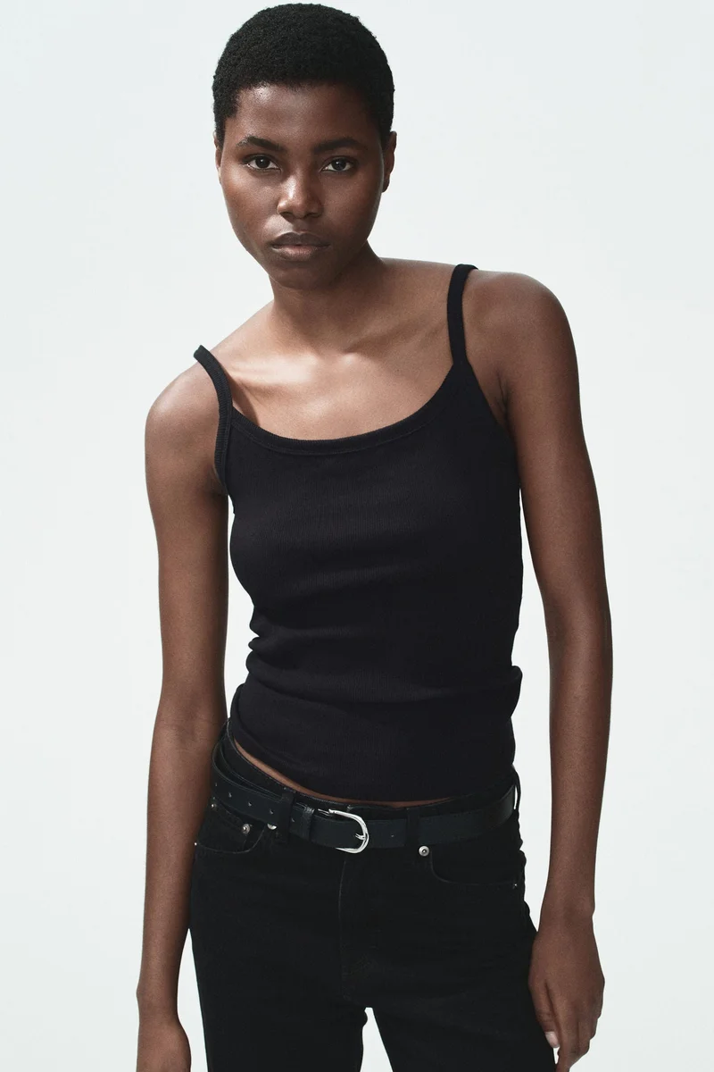 H&M Ribbed cotton strappy top