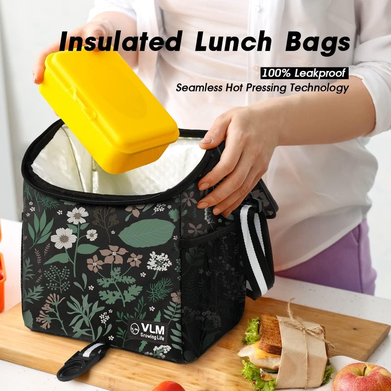 VLM Lunch Box for Women, Insulated Lunch Bag Women with Adjustable Shoulder Strap, Cute Lunch Tote Bag for Work,Picnic,Camping Big Size - Image 3