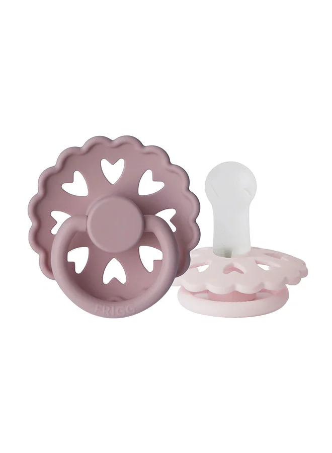 FRIGG Pack Of 2 Fairytale Silicone Baby Pacifier 6-18M, Twilight Mauve/White Lilac - Size 2