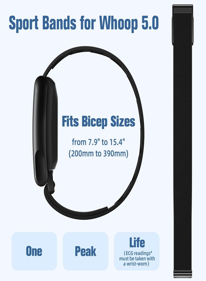 Getino Nylon Bicep Band Compatible with Whoop 5.0 Bands One, Peak and Life MG, Breathable Sport Adjustable Elastic Replacement Strap for Whoop Bicep Band 5.0 Fitness Activity Tracker, BlackBlack - Image 2