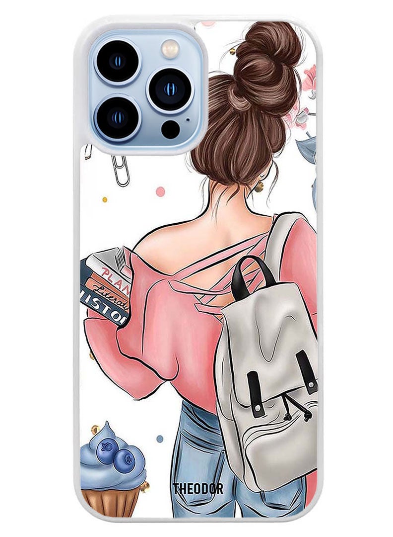Theodor Protective Case Cover For APPLE IPHONE 14 Pro School Girl(White Bumper) - Image 1
