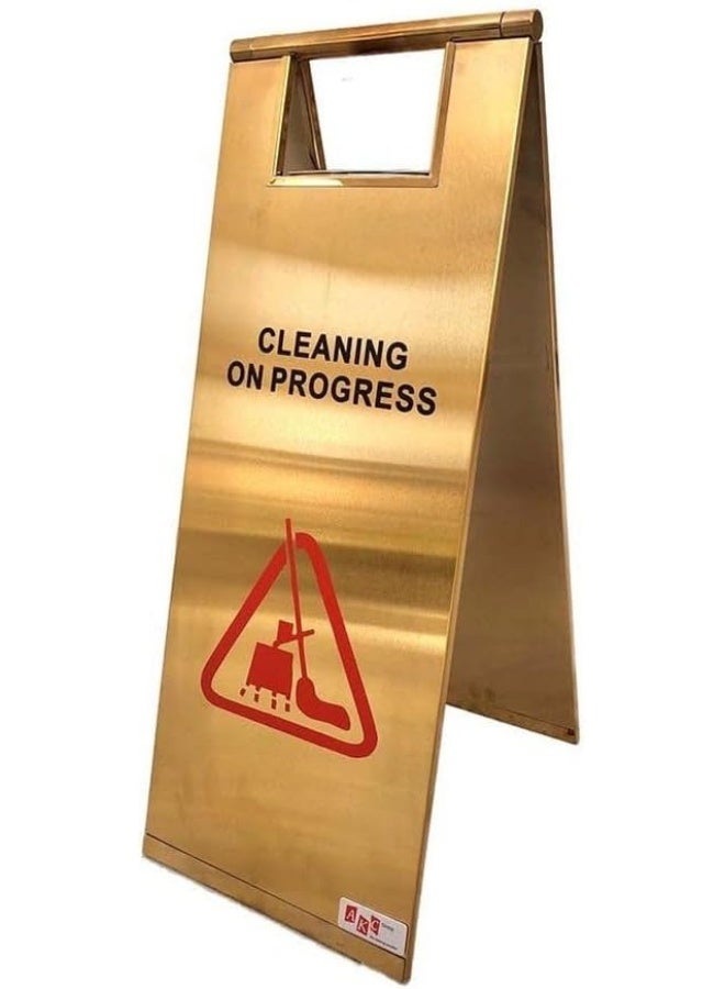 Golden Cleaning in Progress Caution Signboard – Durable & Eye-Catching Safety Warning