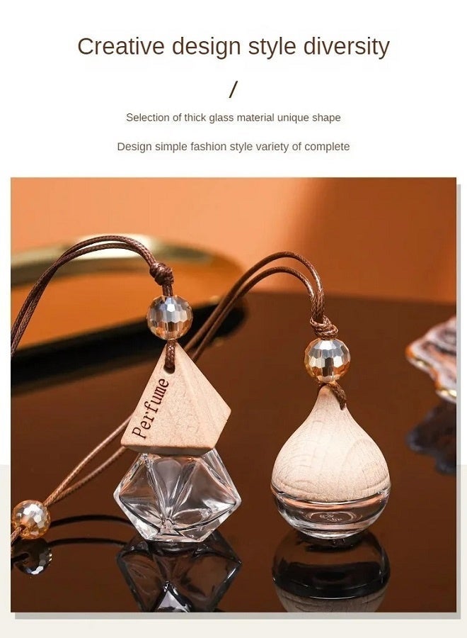 yalilai (5 pieces) hanging car decorations, creative shaped perfume bottles, equipped with wooden caps, sealing caps, and hanging ropes, for fragrance diffusion (excluding perfume) - Image 3
