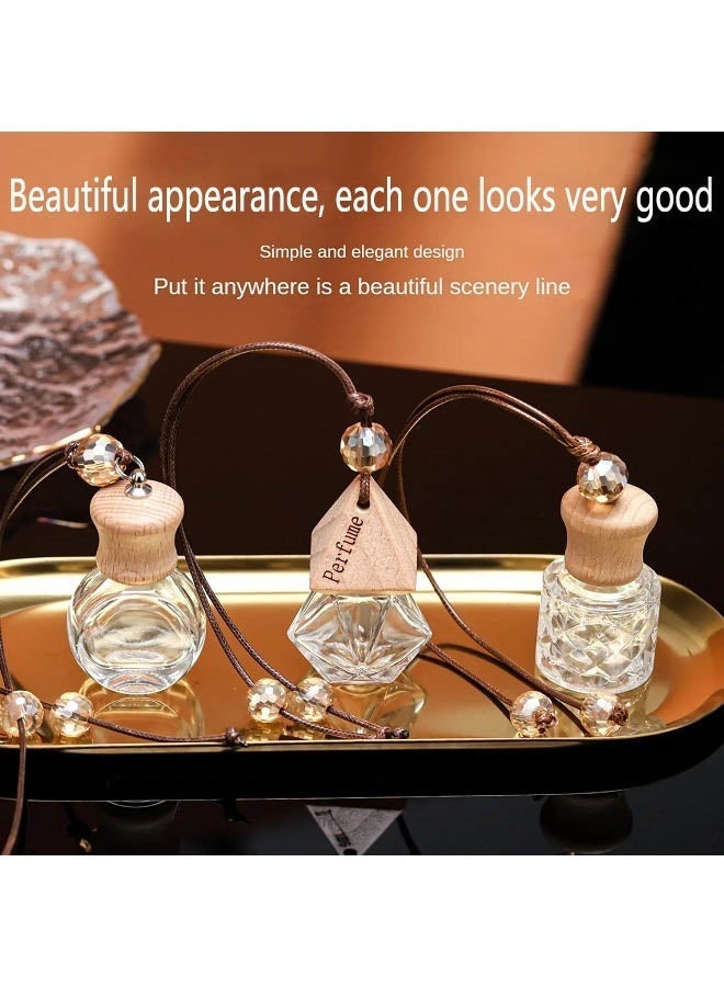 yalilai (5 pieces) hanging car decorations, creative shaped perfume bottles, equipped with wooden caps, sealing caps, and hanging ropes, for fragrance diffusion (excluding perfume) - Image 2