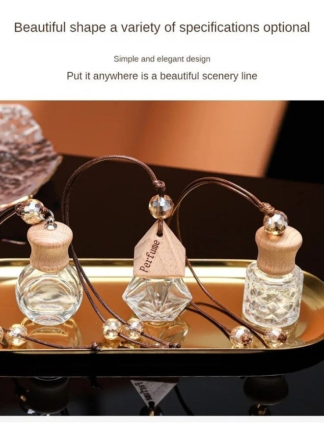 yalilai (5 pieces) hanging car decorations, creative shaped perfume bottles, equipped with wooden caps, sealing caps, and hanging ropes, for fragrance diffusion (excluding perfume) - Image 5