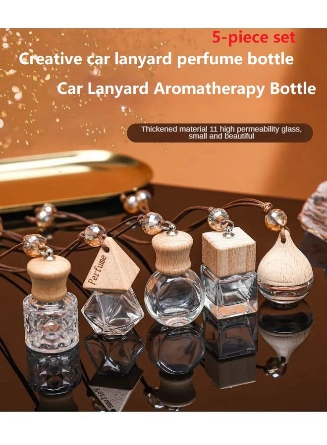 yalilai (5 pieces) hanging car decorations, creative shaped perfume bottles, equipped with wooden caps, sealing caps, and hanging ropes, for fragrance diffusion (excluding perfume) - Image 4