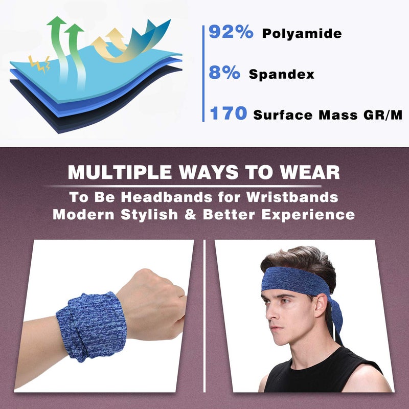 Braylin Headbands for Men, 3-Pack Men's Head-Ties, Breathable Headbands for Tennis, Running, Sweat-Wicking Non Slip - Image 3