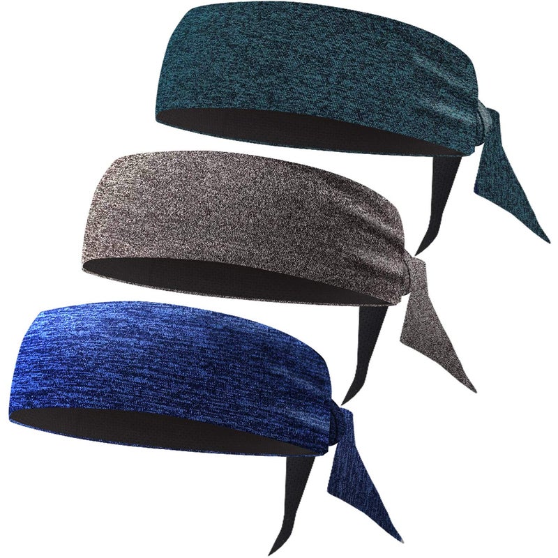 Braylin Headbands for Men, 3-Pack Men's Head-Ties, Breathable Headbands for Tennis, Running, Sweat-Wicking Non Slip - Image 1