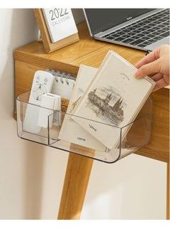Generic Wall Mount Storage Organizer, Clear Storage Box Holder Basket with 2 Compartments, No Drilling, Hang on Walls or Doors for Kitchen, Cabinet, Bathroom, Bedroom, Office  - Image 3
