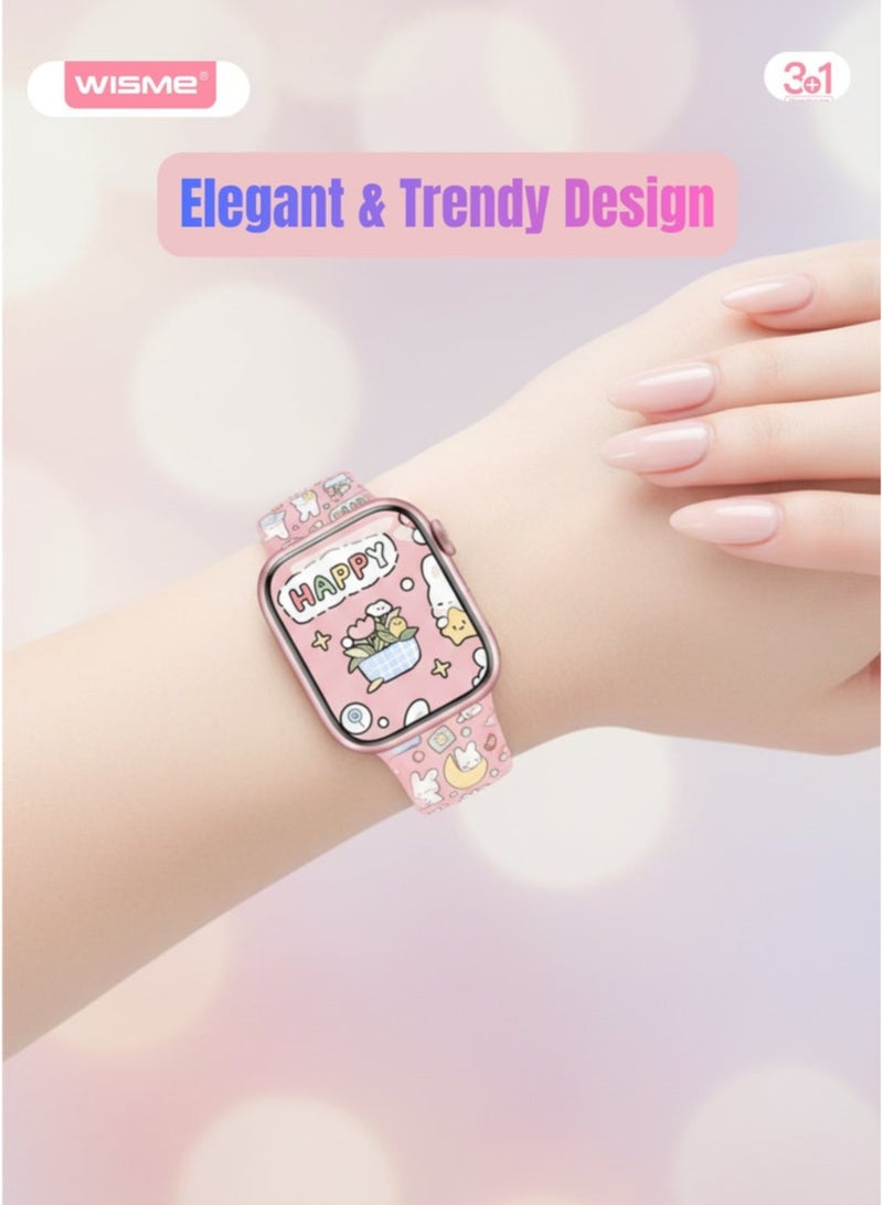 Wisme X66 Mini Smart Watch for Women, Girls & Kids – AMOLED HD Touch Display, Bluetooth Smartwatch with 3 Interchangeable Straps, Stylish Pink Fitness Tracker, Long Battery Life, Multi-Sport Modes & Daily Health Monitoring - Image 3