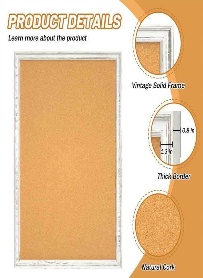 Enayplon White Cork Board for Wall, 36 x 24 inches Decorative Bulletin Board, Rustic Wooden Frame Pin Board for Office, Dorm, Home Decor - Image 5