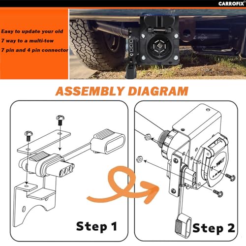 CARROFIX Universal Fit 4-Way to 7-Way RV Blade and 4-Way Flat Female Trailer Wiring Adapter Connector Kit - Image 3