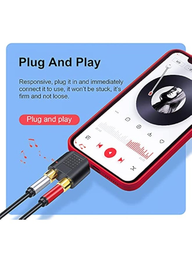 2 PCS Audio Splitter 3.5MM to RCA Splitter Adapter Gold Plated 3.5 mm TRS to Dual RCA Female Jack Y Plug Audio Converter Headphone to Rca Audio Connectors For Mobile Phone Computer - Image 3