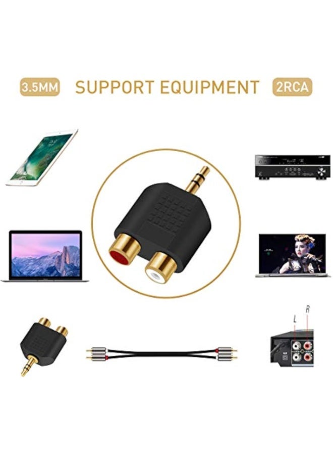 2 PCS Audio Splitter 3.5MM to RCA Splitter Adapter Gold Plated 3.5 mm TRS to Dual RCA Female Jack Y Plug Audio Converter Headphone to Rca Audio Connectors For Mobile Phone Computer - Image 5
