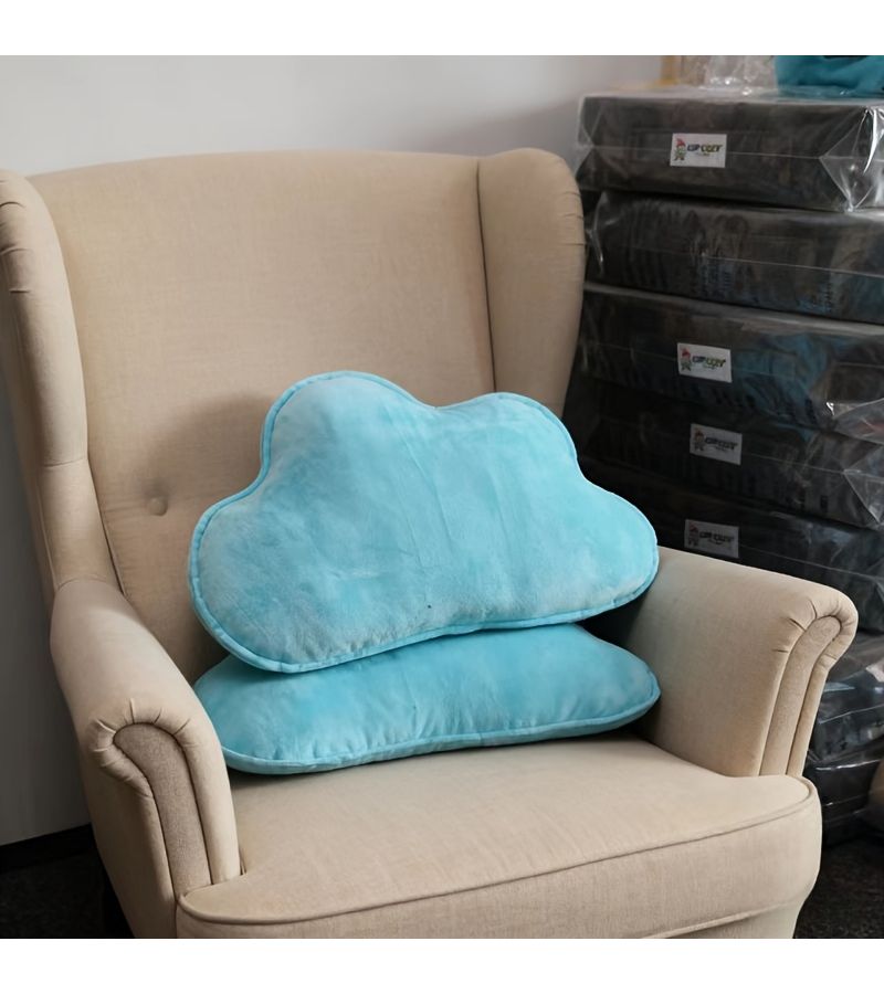 Blue Cloud Shaped Decorative Cushion for Bed Backrest and Home Decor - Image 2