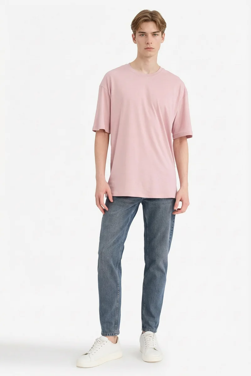 Defacto  Oversize Crew Neck Basic Cotton T-Shirt for Men | Best Price UAE