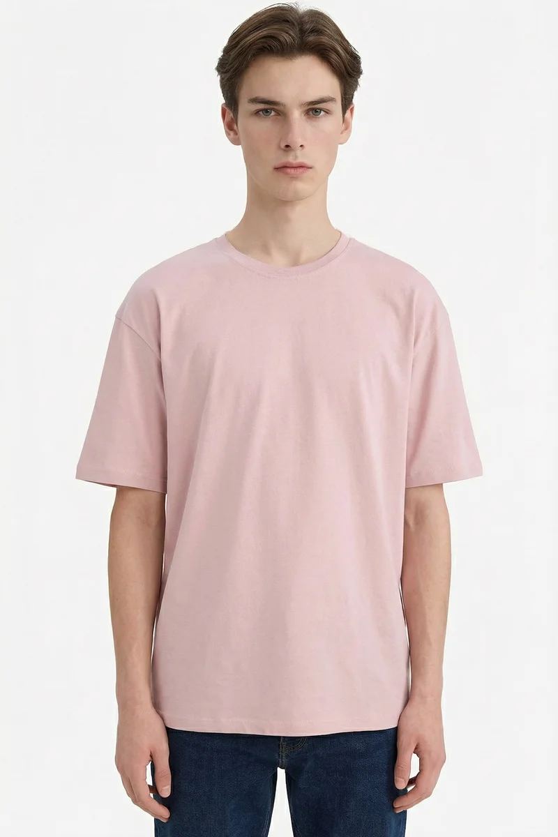 Oversize Crew Neck Basic Cotton T-Shirt