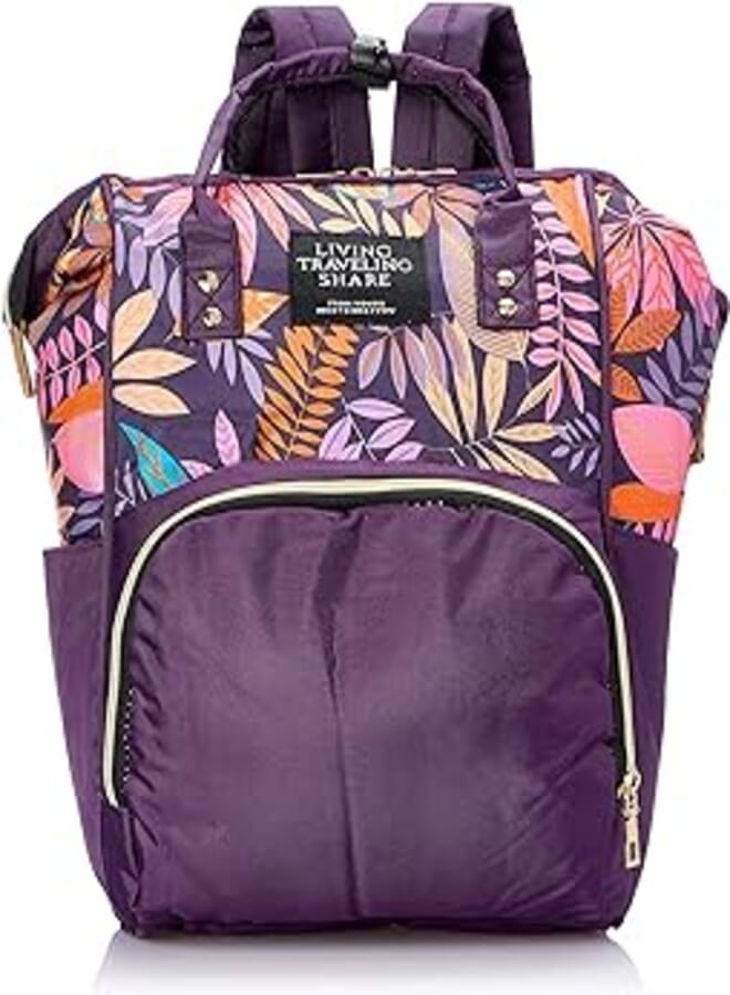 Living Travelling Share Baby Diaper Printed for Unisex Backpack- Purple