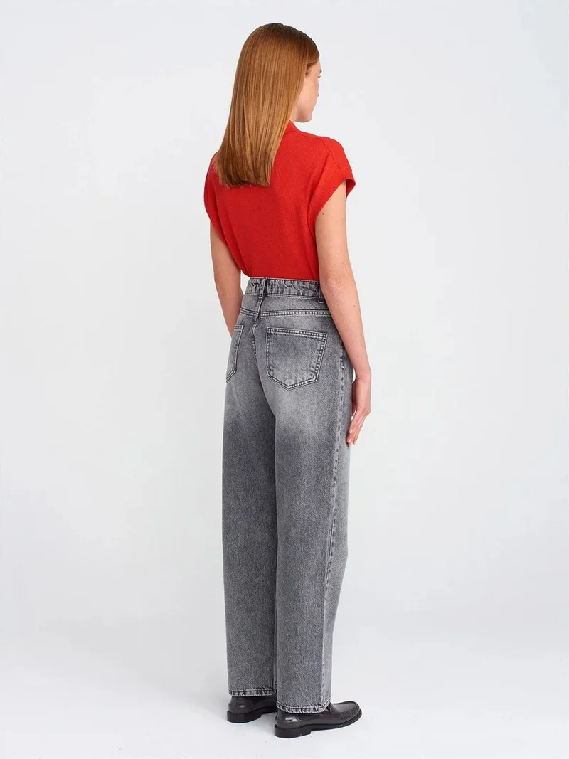 ديلفين Dilvin High-Waist Straight-Leg Mom Jeans