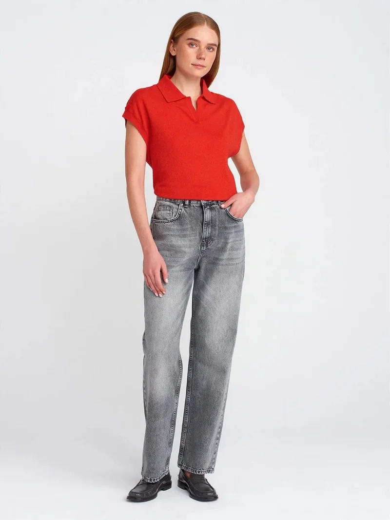 ديلفين Dilvin High-Waist Straight-Leg Mom Jeans