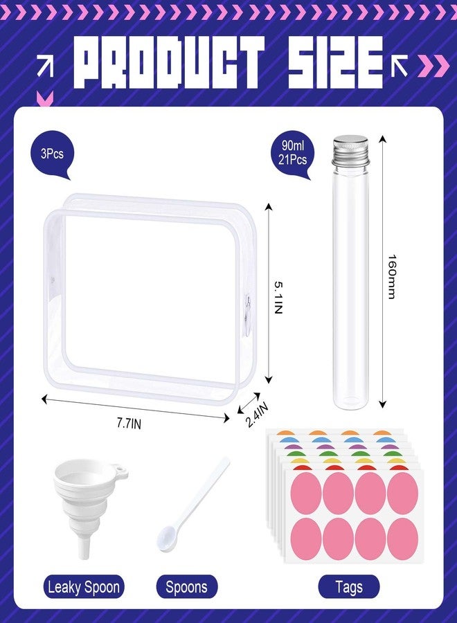 Shinylin 33 Pcs Protein Powder Travel Container Set 21 Pcs 90ml Reusable Powder Supplement Plastic Tubes and Portable Travel Organizer Zip Up Bags Funnels Spoons and Labels for Workout, Fitness - Image 2