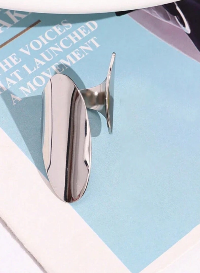 إيكوال خاتم نسائي من الاستانلس ستيل باللون الفضي انيق وعصري بمقاس موحد - Image 3