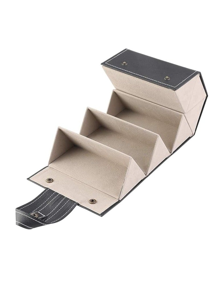 Generic Black Leather Multiple Glasses Storage Case, New Upgrade 5-Slot Sunglasses Travel Organizer Foldable Eyeglasses Storage Box Hanging Eyewear Holder Display  - Image 3