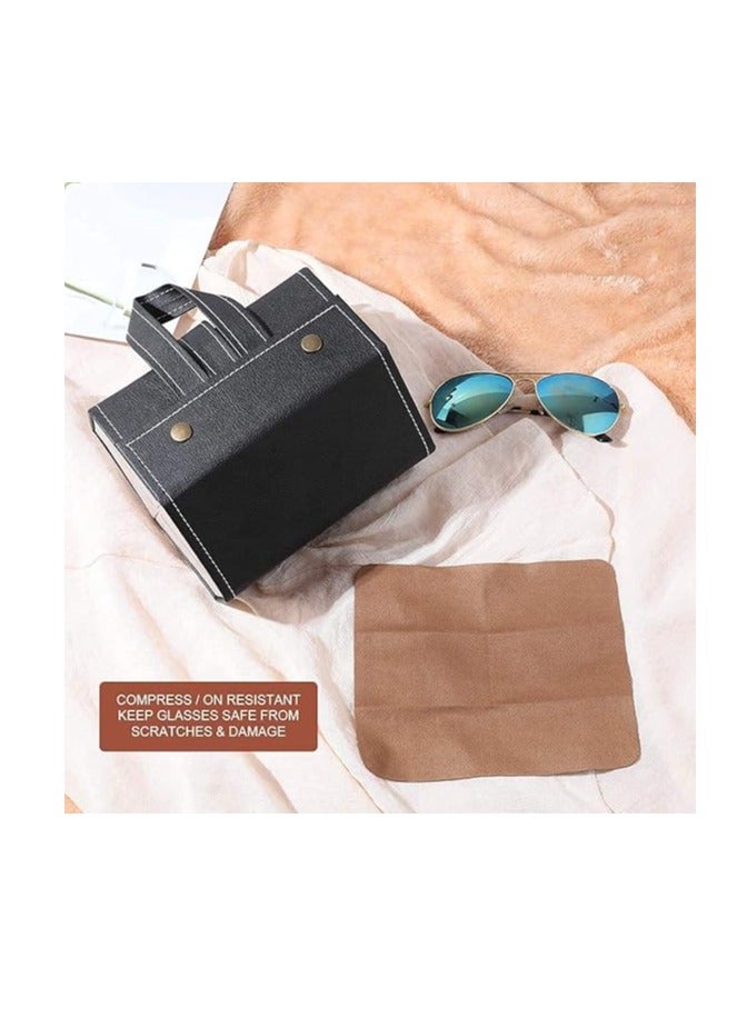 Generic Black Leather Multiple Glasses Storage Case, New Upgrade 5-Slot Sunglasses Travel Organizer Foldable Eyeglasses Storage Box Hanging Eyewear Holder Display  - Image 4