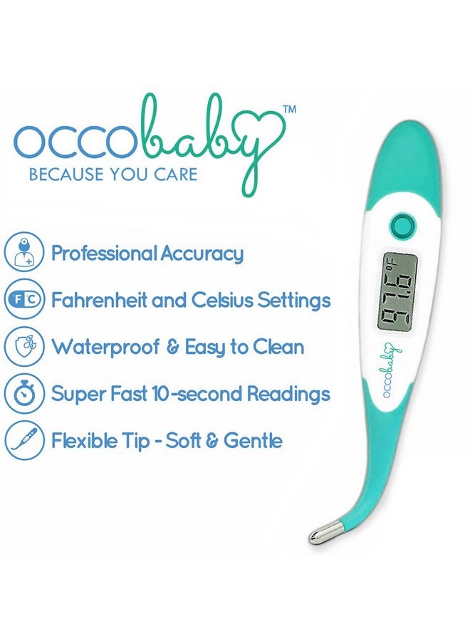OCCObaby Clinical Digital Baby Thermometer - LCD, Flexible Tip, 10 Second Quick Accurate Fever Read Rectal Oral & Underarm Use - Waterproof Thermometer for Infants & Toddlers - Image 1