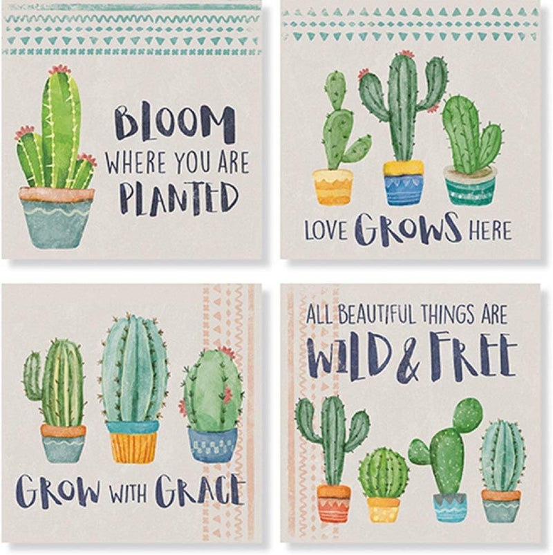CarsonCactus Square House Coaster Set