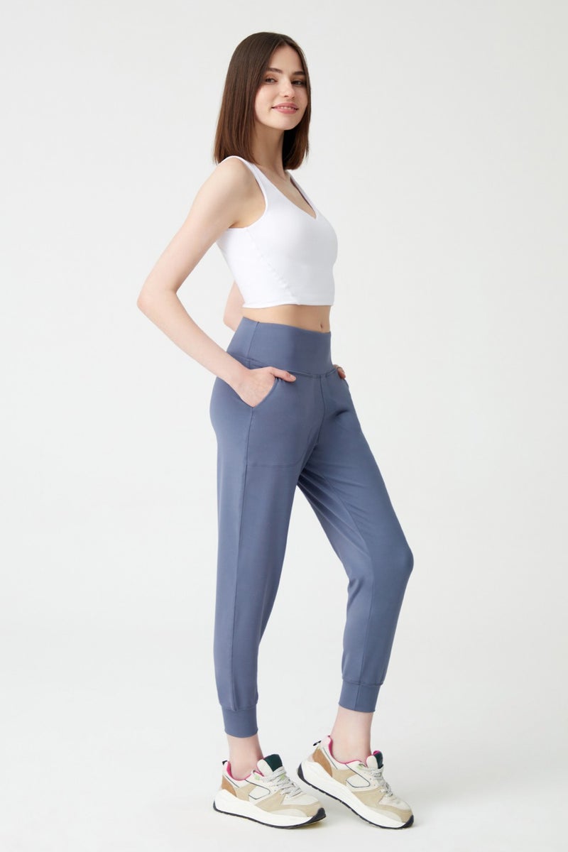 Los Ojos Women's Anthracite High Waist Jogger Sweatpants Joggers  - Image 5