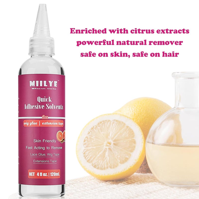 Minimal design MIILYE Tape in Extension Remover Spray 4OZ/120ml, Tape in Remover Lace Wig Glue Remover Fast Removes Double Sided Hair Extensions Tape & Hair Glue Residue| Gentle on Skin| No Greasy| Easy to Clean Dense material - Image 2