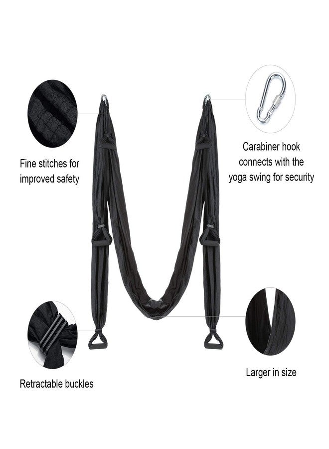 ZELUS CO-Z Aerial Yoga Swing Sling Strong Yoga Hammock Kit Set Tze Inversion Exercises Include Ceiling Mounting Kit and 2 Extensions Straps (Black) - Image 3